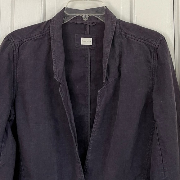 Poetry 100% Linen Blazer Dusky Purple Womens size 12 Spring Summer Casual Artsy - Picture 2 of 13